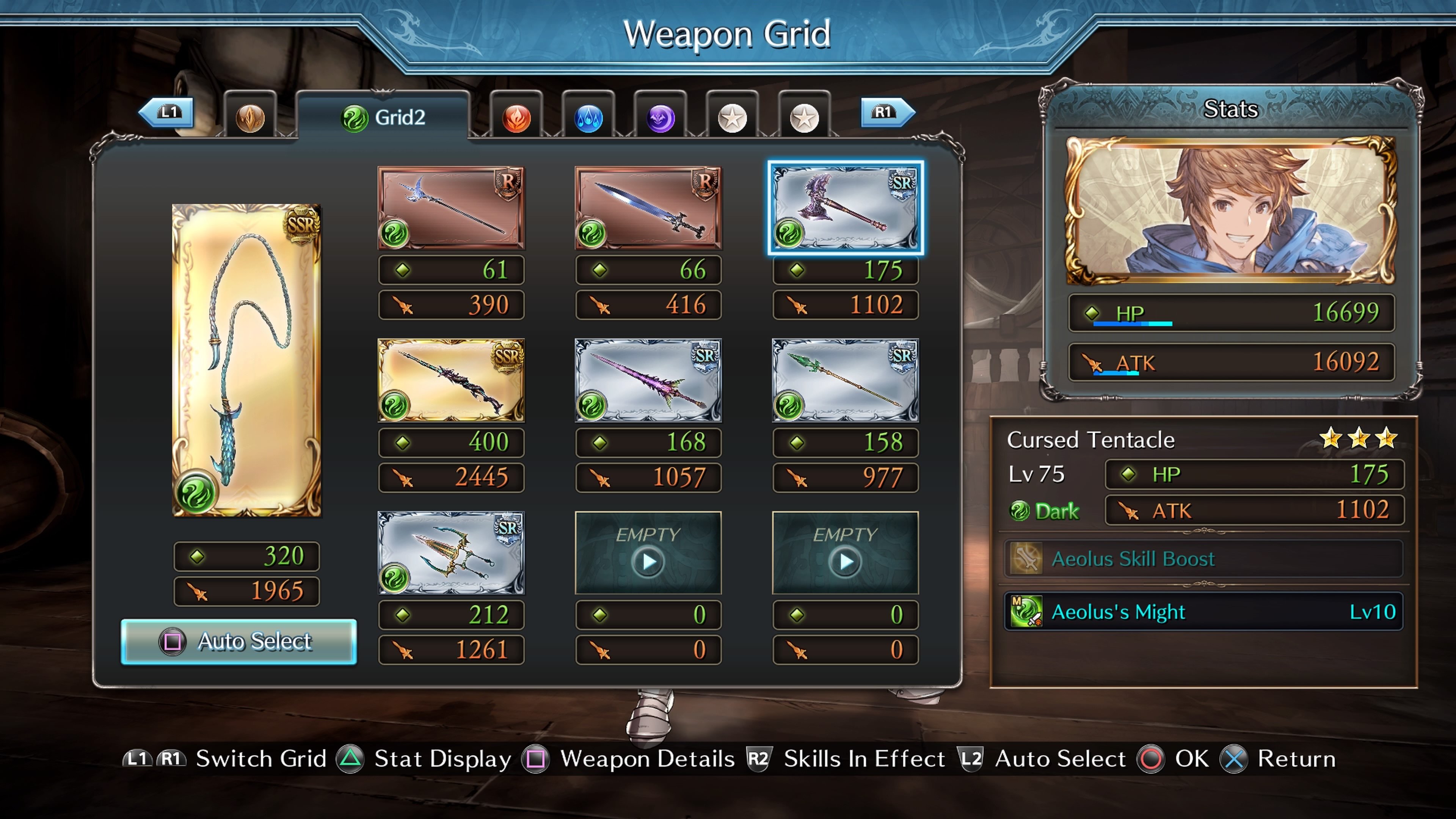 Granblue Fantasy Versus Weapon grid